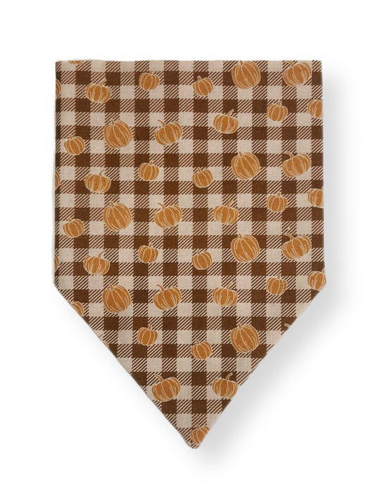 Fall Plaid Pumpkin Dog Bandana